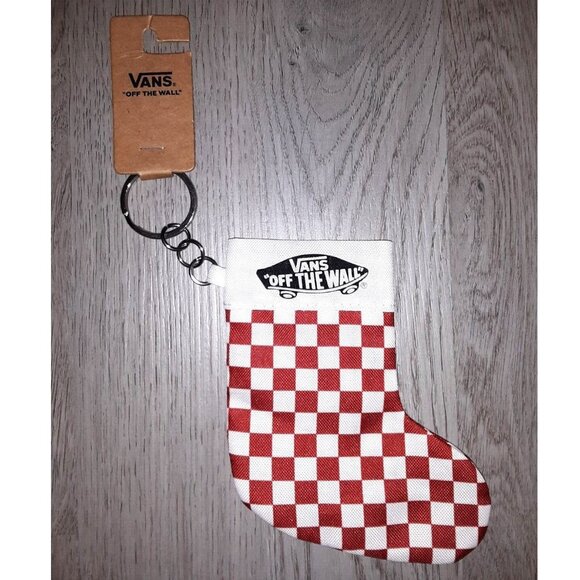 VANS Sneakers Checkerboard Red and White Christmas Stocking Keychain Ornament - Picture 1 of 4